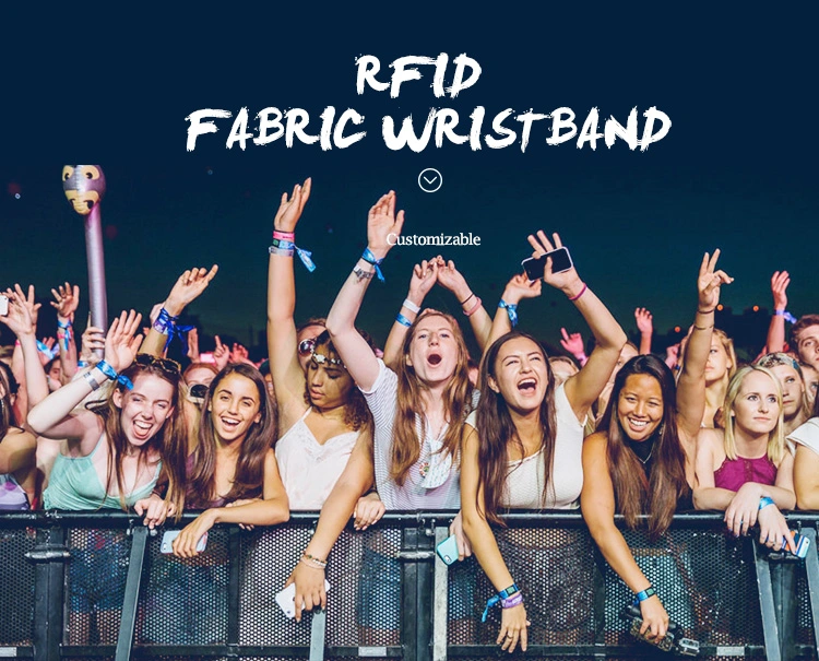 Event Music Festival 13.56MHz Passive Woven Fabric Cloth RFID NFC RFID Woven Wristband